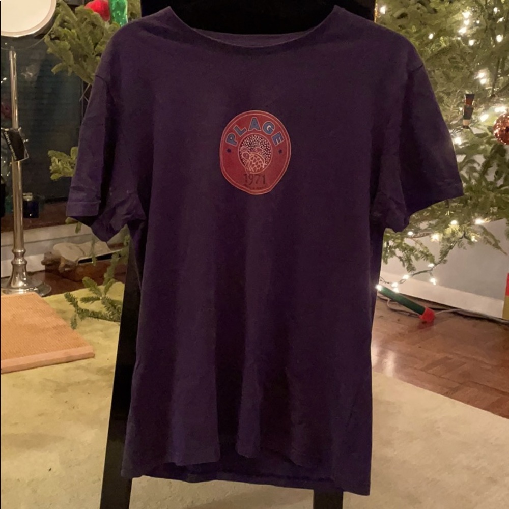 Vilebrequin tee navy w “plage” caviar tin graphic